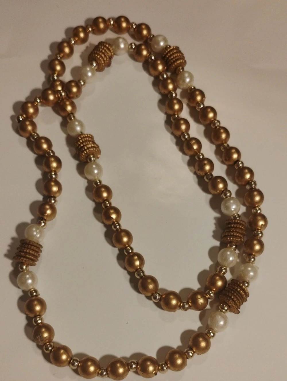 Gold & White Beaded Necklace